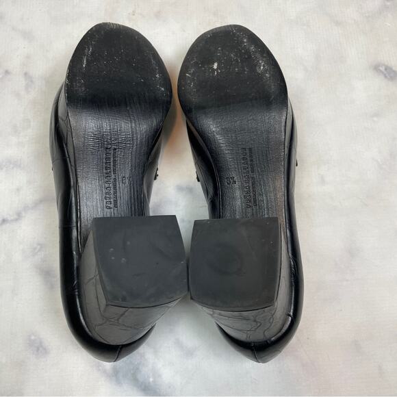 Freda Salvador Florence Black Croc Embossed Leather Platform Block Heel Loafers - Picture 7 of 11